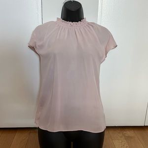 Express Ruffle Mock Neck Top | Blush Pink | Size XS